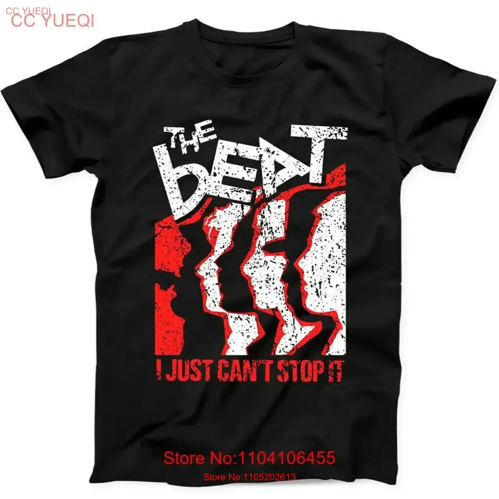 The Beat English I Just Cant Stop Music camiseta negra 203 vintage gráfico lavado ligeramente estirado cómodo suave