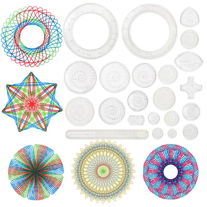 Spirograph Drawing Toys Set for Children, Interlocking Gears, Wheels, Geometric Ruler, Drawing Accessories, Learning Art Tools, 22pcs