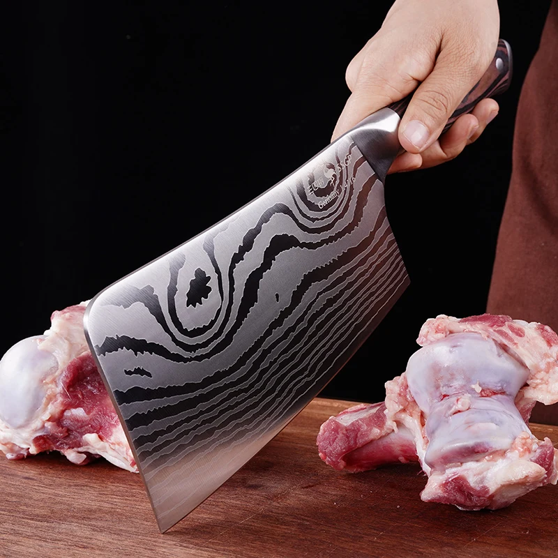 

Luxury Chef Non-curling Blade Cleaver LFGB Certificate Germany 1.4116 Van-mo Steel Cleaver Ultra Sharp Kitchen Bones Chopper