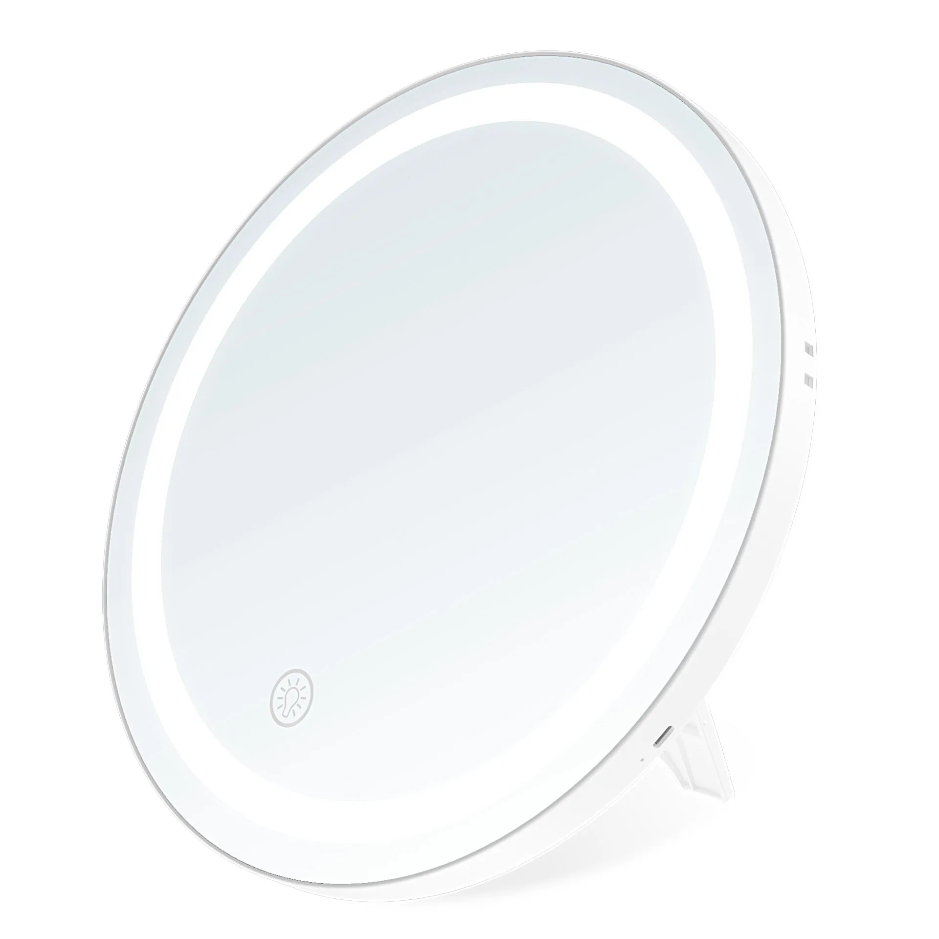 Supply round desktop makeup mirror with light diameter 30cm can be hung on the wall one key three-tone light led mirror