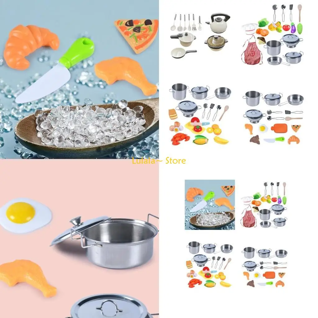 

Y4QA Kids Cookware Kits Pretend Play Set Metal Fruit Cookware Toy Cooking Set Early Development Educational Gift
