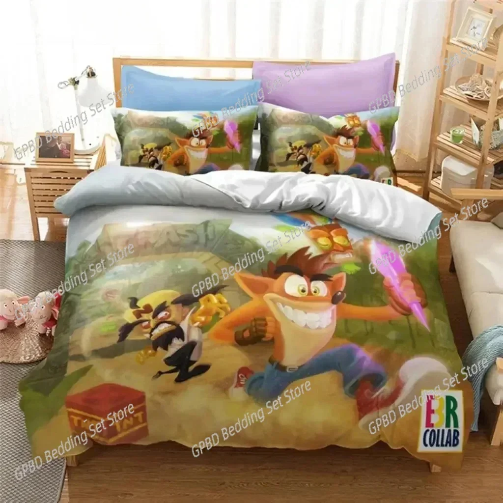 Game Crash Bandicoot Comfortable Duvet Quilt Cover Pillowcase Bedding Set Children Bedroom Decoration Home Textile