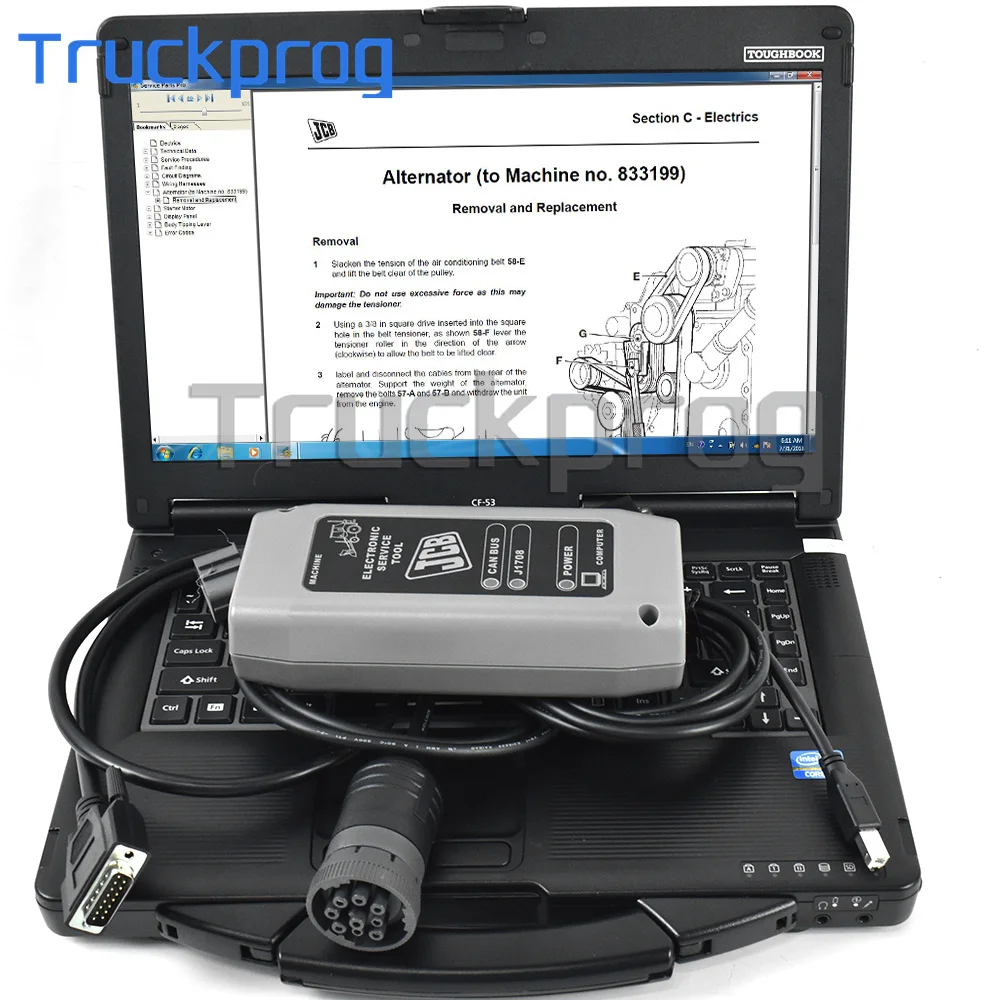 for Excavator Heavy duty truck diagnostic scanner equipment JCB diagnostic JCB Servicemaster 4 v25.1.0 with CF53 laptop