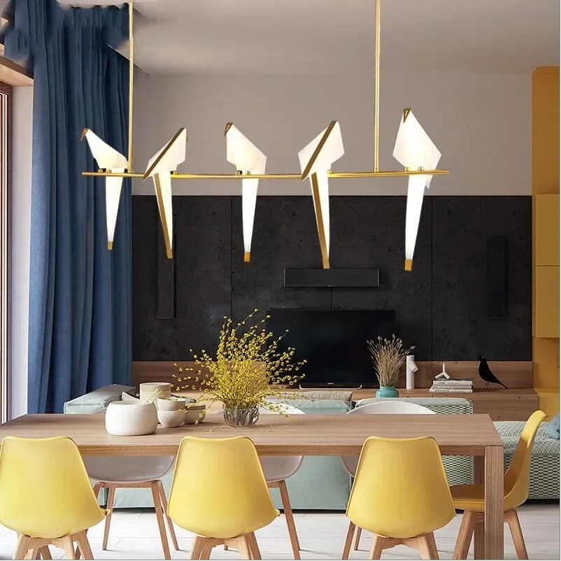 Imagem -03 - Modern Paper Bird Chandelier Home Decor Origami Perch Light para Branch Candeeiro de Mesa Designer Pendurado Wall Light Led Floor Lamps