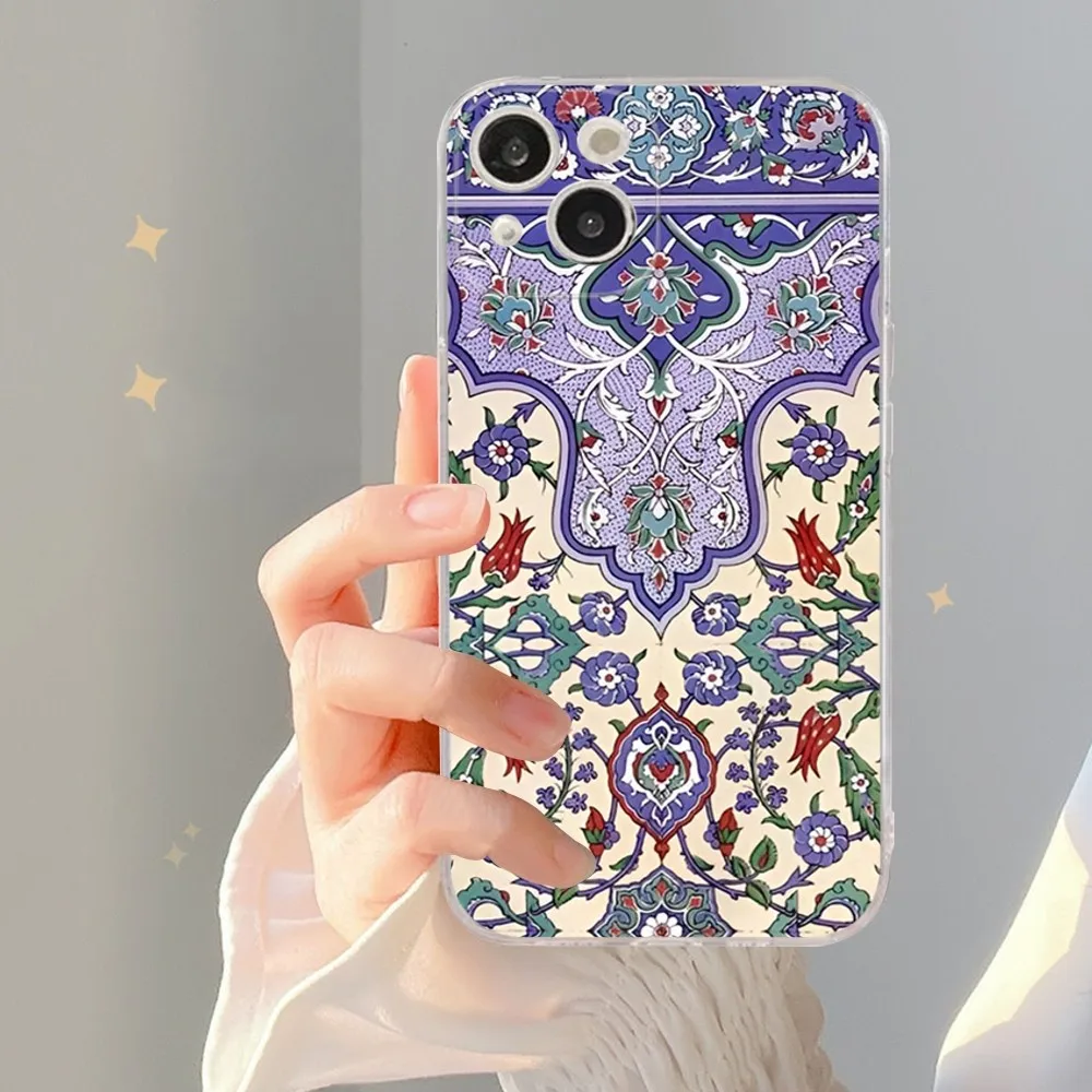Persian carpet Floral pattern Phone Case Silicone Soft for iphone 15 14 13 12 11 Pro Mini XS MAX 8 7 6 Plus X XS XR Cover