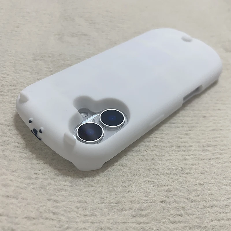Funda de teléfono de silicona suave blanca con bonito oso 3D para iPhone 11, 12, 13, 14, 15 16 Pro Max, funda trasera de dibujos animados Kawaii