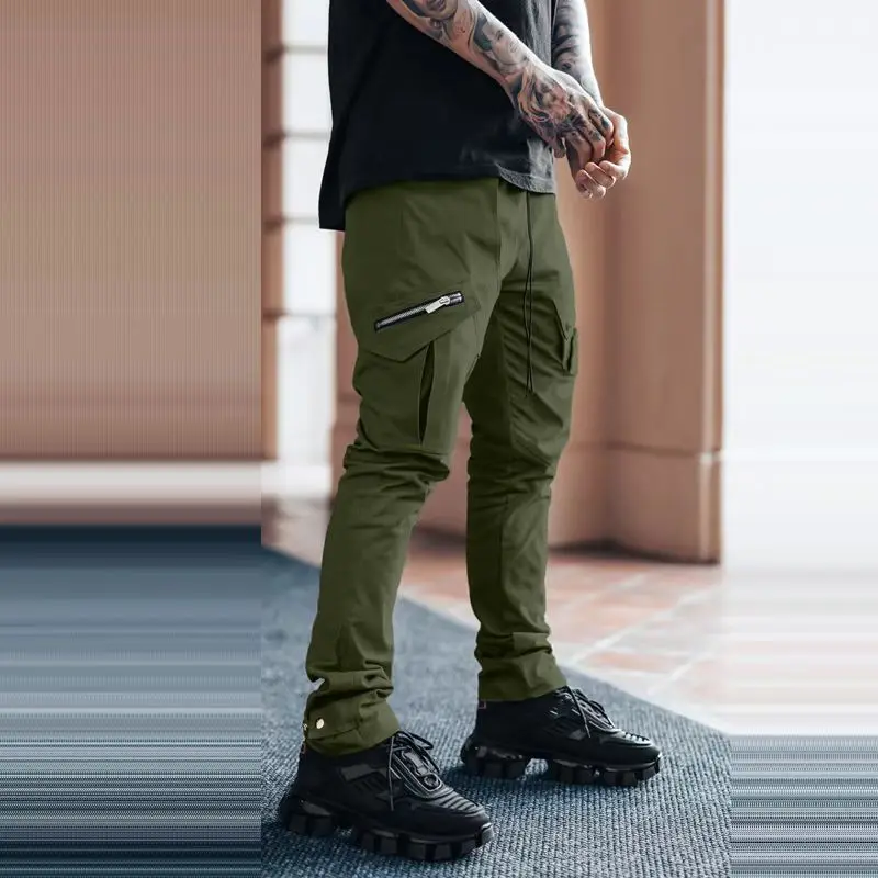 Europe and the United States 2024 new outdoor men's casual and loose large-size straight woven trousers multi-bag sports overall
