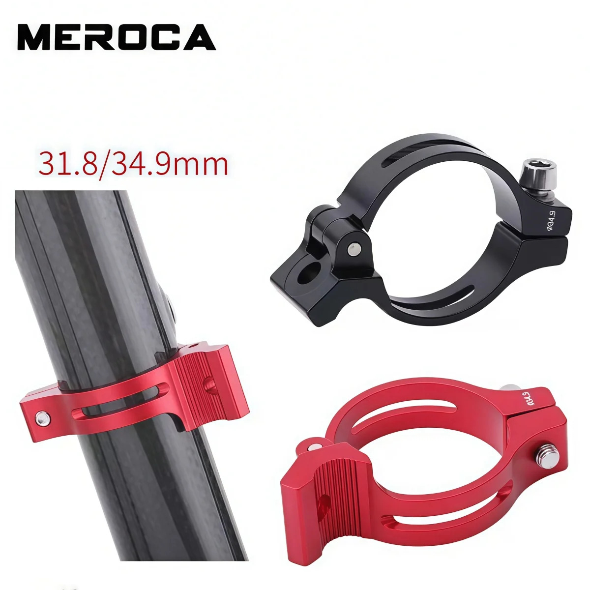 SUNTNUR CNC 7075 Aluminum Road Bike Front Derailleur Adapter Clamp 31.8mm / 34.9mm For SHIMANO SRAM Campagnolo ( Black / Red )