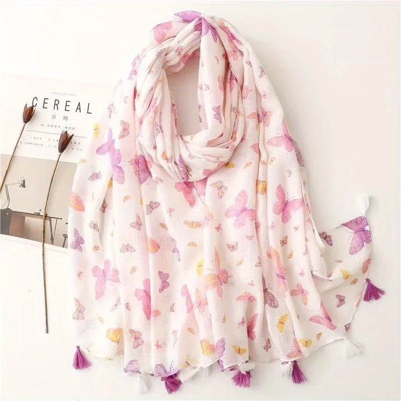 2024 Designer Brand Women Scarf Classical Print Lady Shawls Cotton Feeling Soft Oversize Hijabs Neck Headband Tassel Foulard