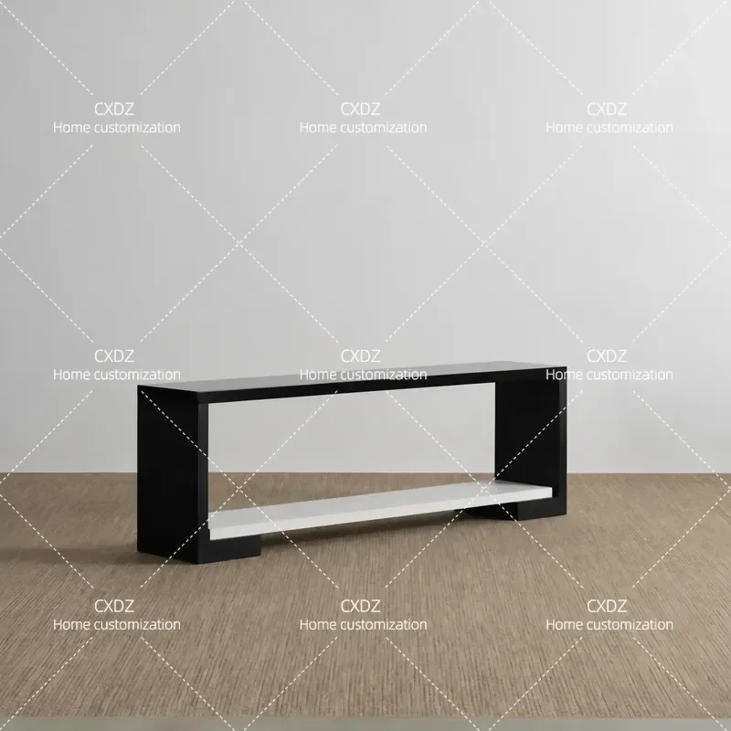 Medieval Style Rectangular Entrance Table Wabi Sabi Minimalist Black and White Color Scheme Advanced Sense Small Apartment