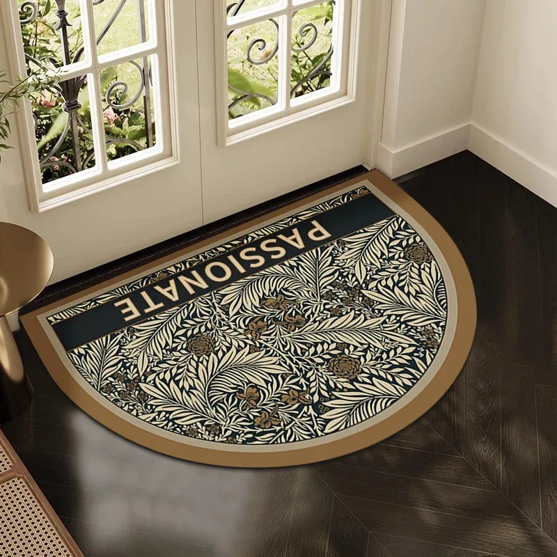VIKAMA Half-Circle Doormat, Non-Slip Entryway Rug, Vintage Spiral Pattern Rug, Suitable For Living Room And Kitchen Floors