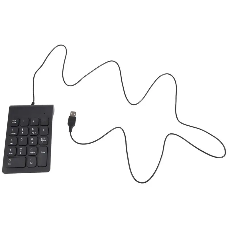QWE-5X Mini USB Wired Numeric Keypad Numpad 18 Keys Digital Keyboard For Accounting Teller Laptop Windows Android (Black)