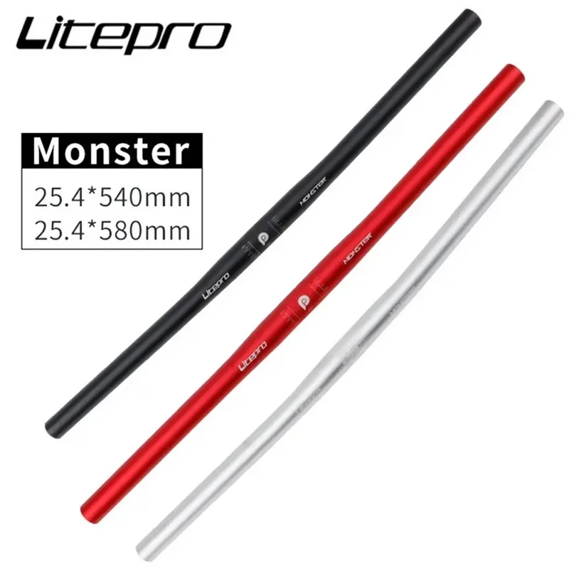 

Litepro folding Bike Horizontal Shaped Handlebar Bicycle Ultra-light Straight Handle Bar 25.4 *540-580mm handlebar Bicycle Parts