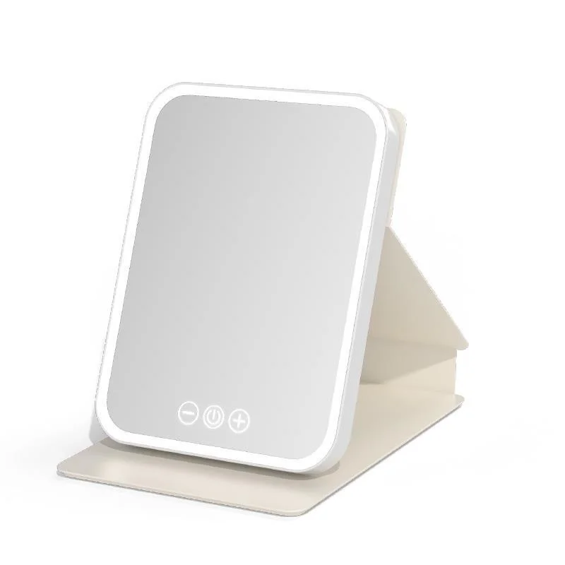 Miroir de maquillage LED portable avec commande tactile, 3 modes d'éclairage, variable, rechargeable, pliable, compact et léger pour les voyages