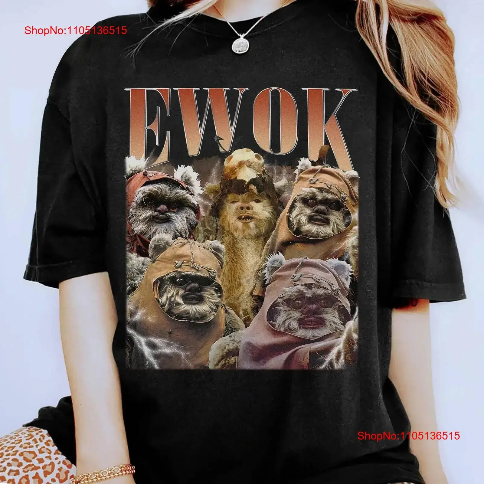 Ewok Camiseta Vintage Homenaje Endor Wicket vintage Lavado Cómodo gráfico streetwear Estirado Ropa de diseñador transpirable