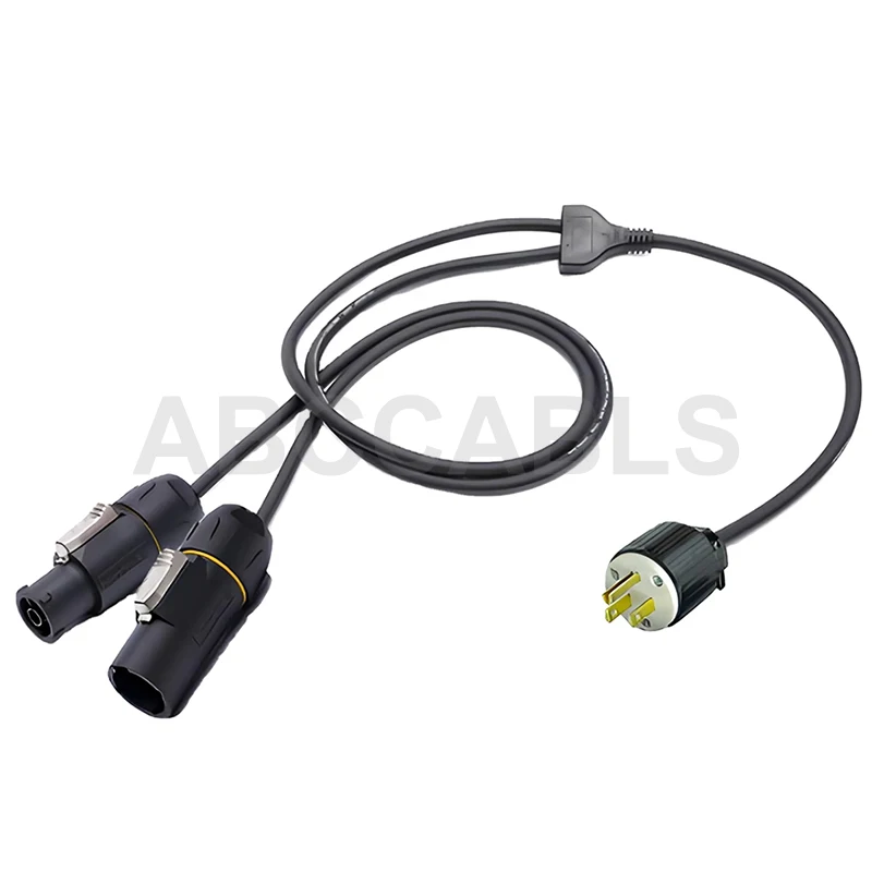ABCCABLS NEMA L5-30P US Plug To TRUE1 Male + Female Y Splitter Cable, Stage Power Conversion Cord