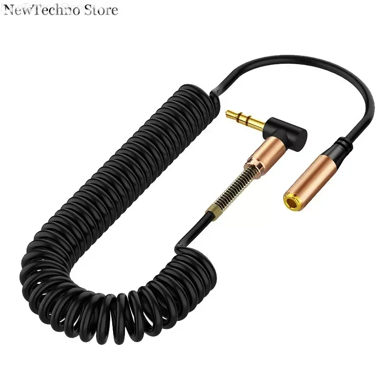 Elbow Spring 3.5mm AUX Audio Extension Cable 3.5 Jack male to Female Audio Extender Cable Retractable Cable