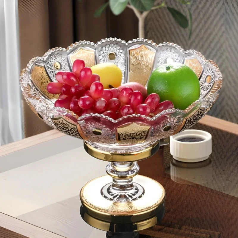 Fruit Plates Crystal Glass Franc Painted European Style Kitchen Light Luxury Modern Living Room Coffee Table Nut Snack Tray