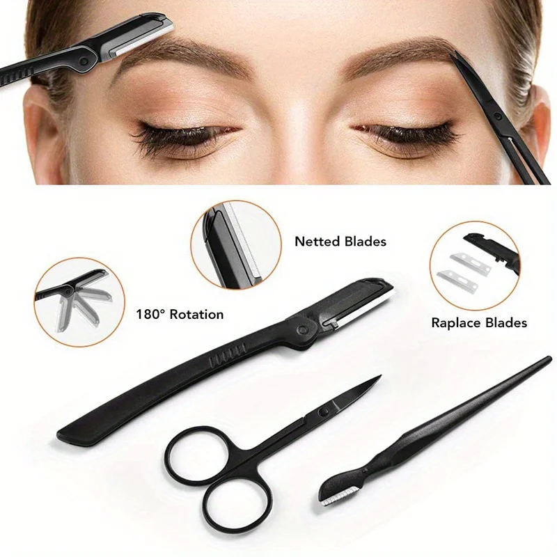 3/4/5/11/12-teiliges Augenbrauen-Trimmer-Set Schere Pinzette Augenbrauenrasierer Augenbrauenkamm Augenbrauen-Clip Make-up-Werkzeuge – Detail 3