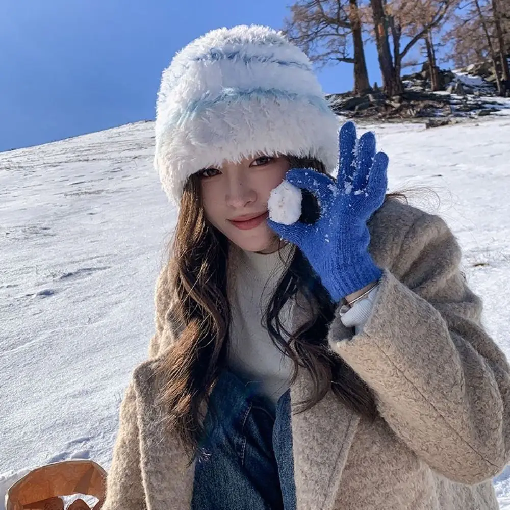 Faux Fur Bucket Hat Cold Protection Ear Protection Ear Flap Hat Thick Korean Style Large Head Circumference Hat Walking Travel