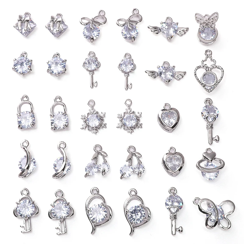 

1PC Alloy Pendant Heart beads Charms Cute Zircon Beading Gifts girl DIY Jewelry Necklace Making Bracelet Earring Accessories