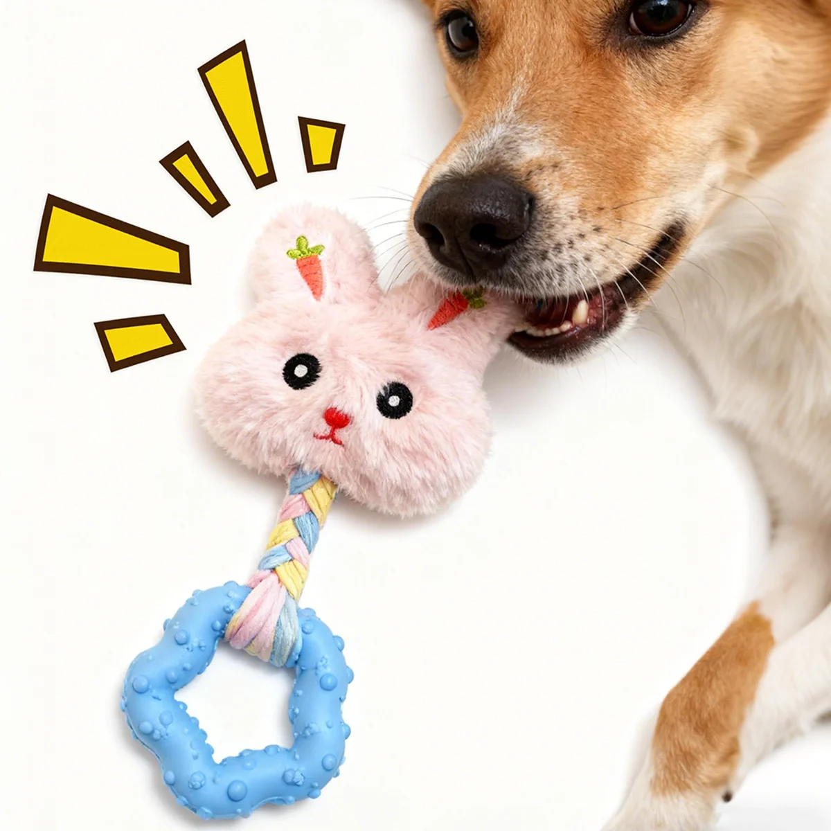 Rabbit Shaped Squeaky Dog Toy - Dental Chew For Teeth Grindi