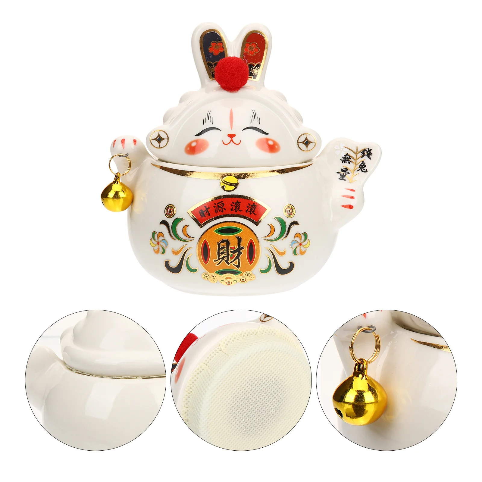 

Ceramic Rabbit Decoration Lovely Bunny Style Sealed Tea Canister for Household Holiday Gift Dried Fruit Storage Jar