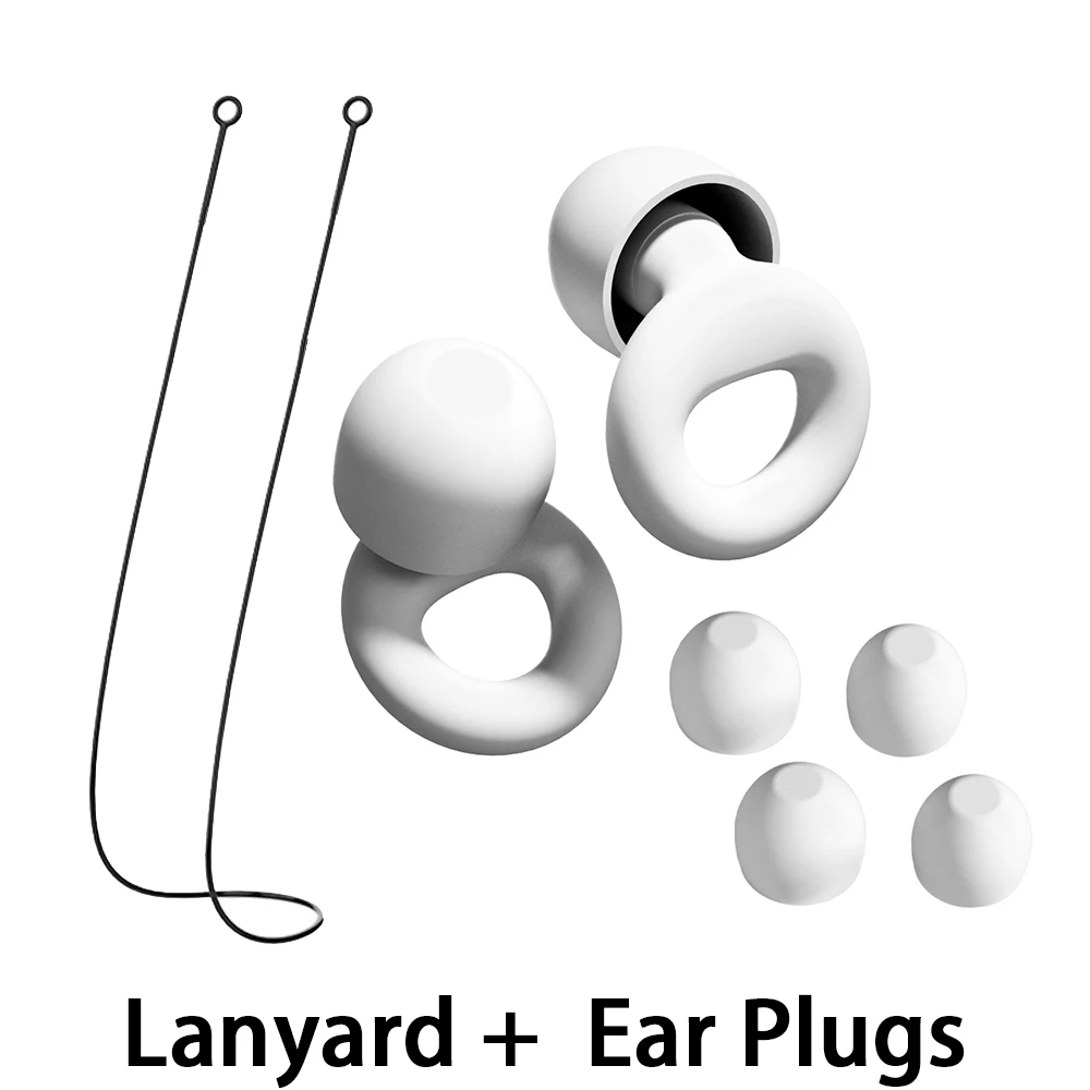 Bouchons d'oreilles réutilisables en silicone, étanches, isolation phonique, avec cordon en silicone pour l'étude, le travail, le repos et les activités de plein air