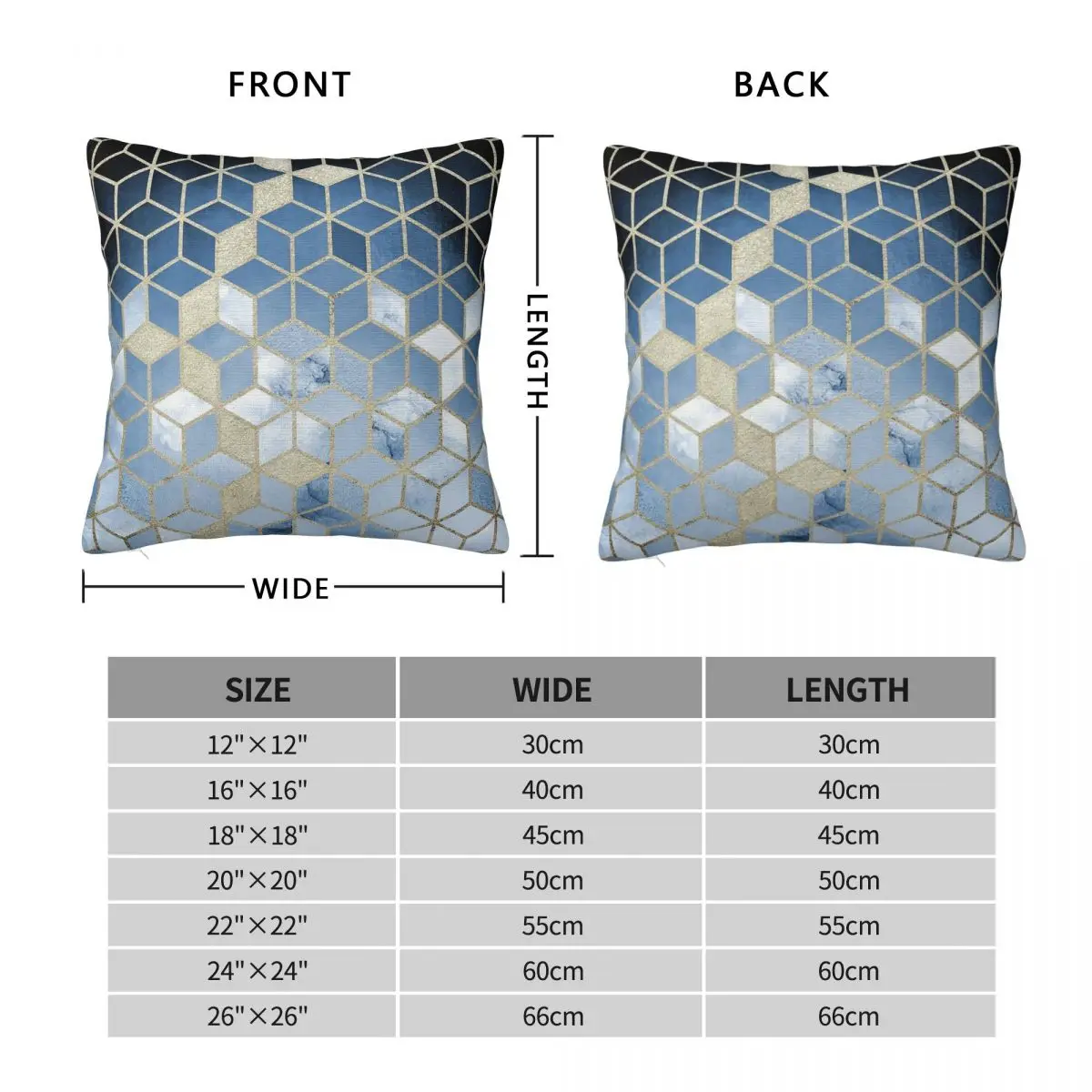 Shades Of Blue Cubes Square Pillowcase Polyester Linen Velvet Printed Zip Decor Home Cushion Cover