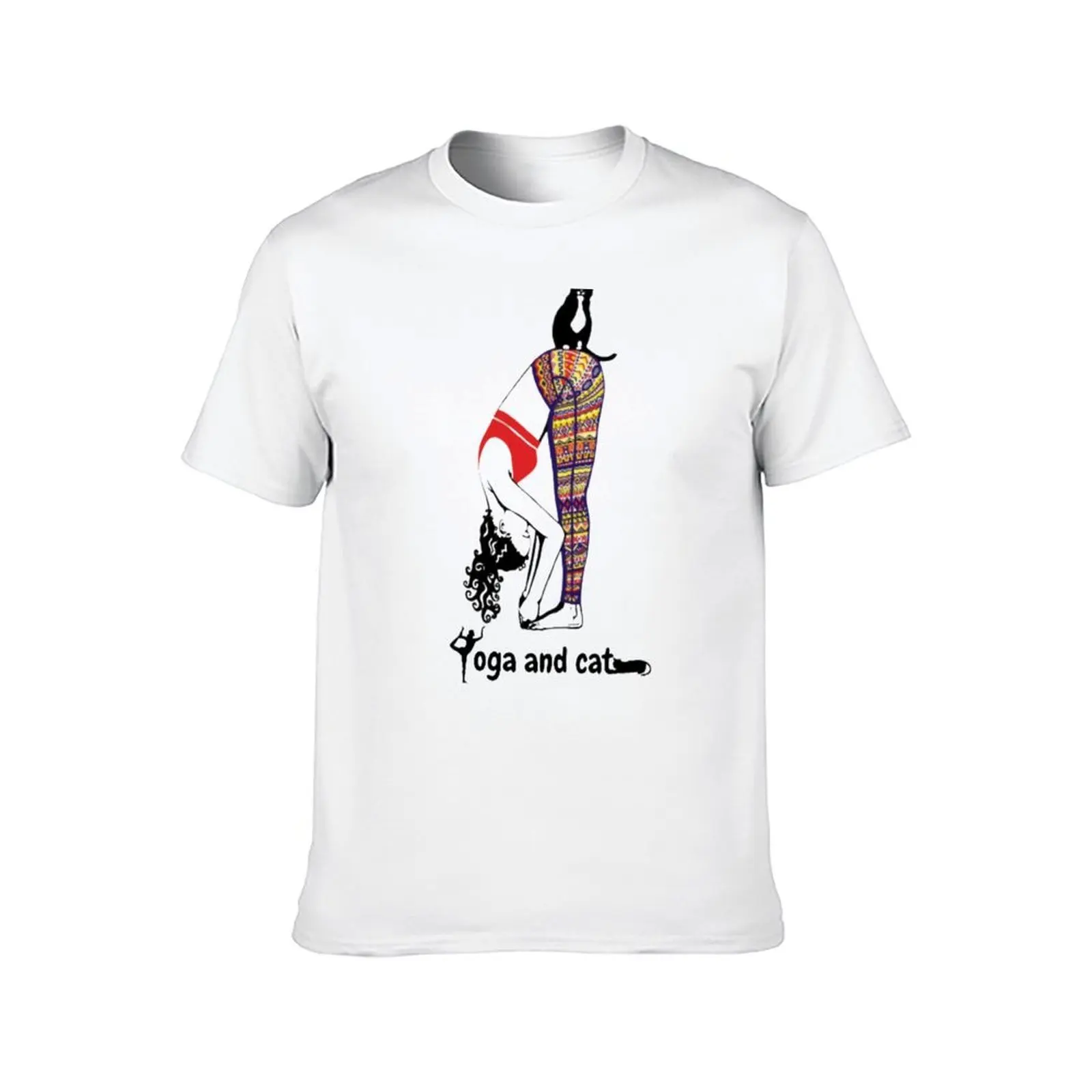 Yoga and cat T-Shirt man t shirts cotton man t shirts for men casual T-Shirt view 2