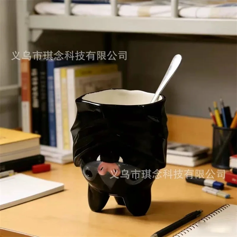 Bat Upside Down Shaped Mug Coffee Cup Home Decor Gothic Halloween Party Centerpiece For Women Teens Couples Table Display