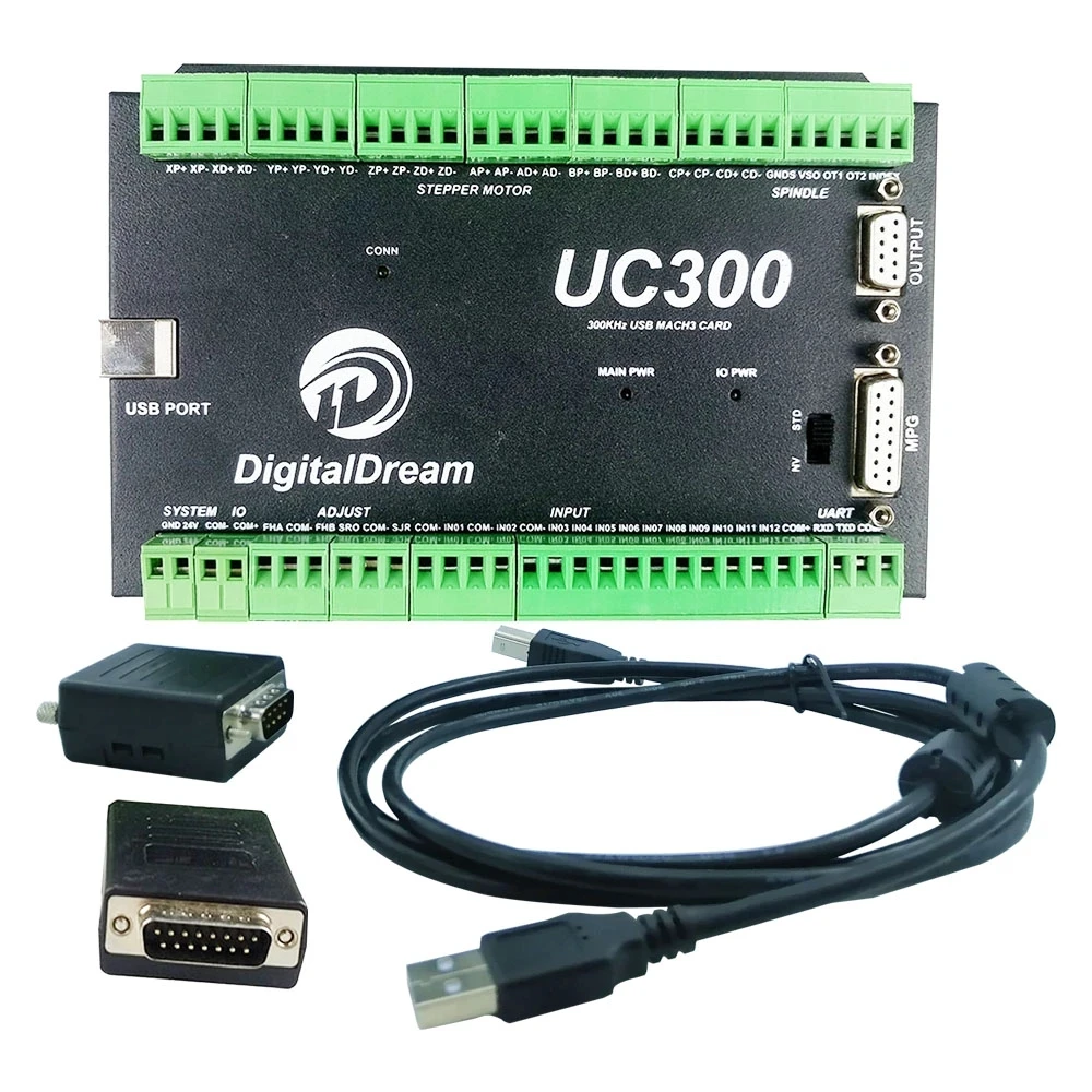 UC300 300Khz 24VDC 1A Mach 3 CNC Motion Controller With NVMPG Pendant For Cutting Machinery Manufacturing Plant With 75w power