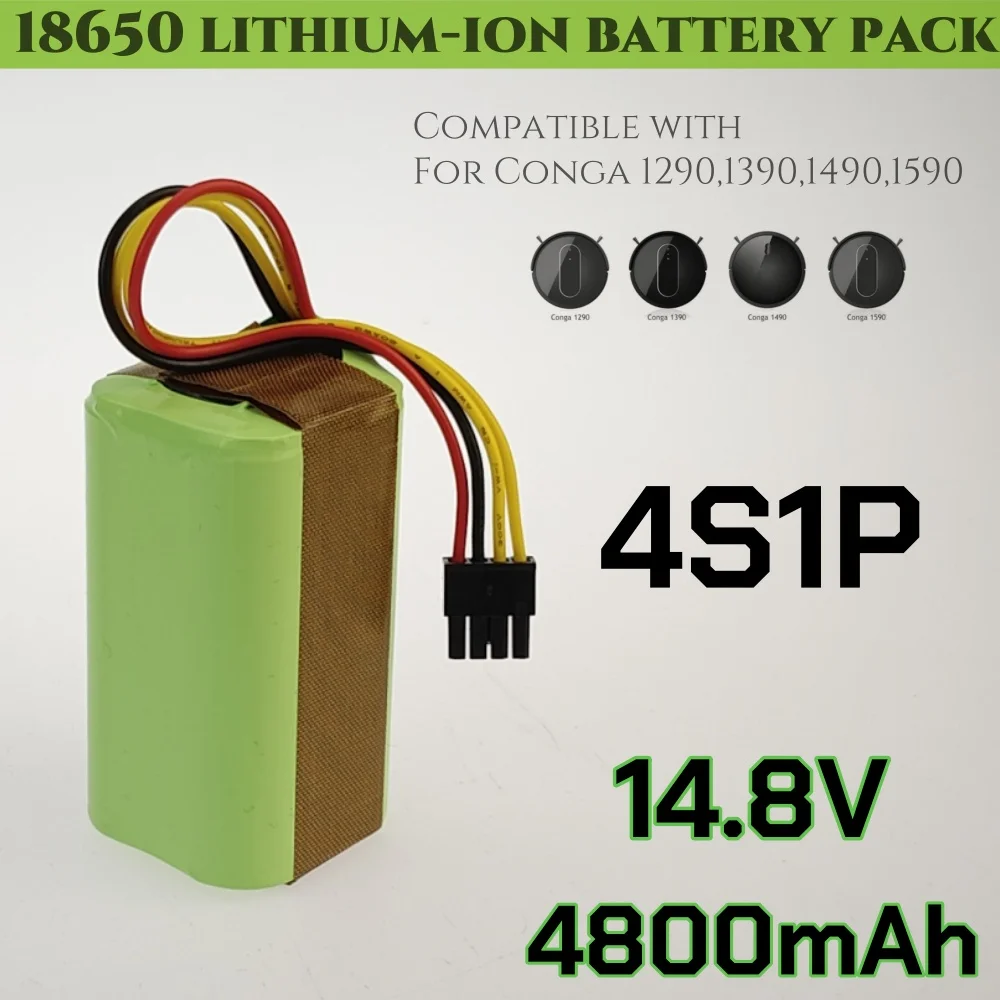 4S1P 14.8 فولت 4800 مللي أمبير بطارية ليثيوم أيون ل Cecotec Conga 1290 1390 1490 1590 جهاز آلي لتنظيف الأتربة البطارية