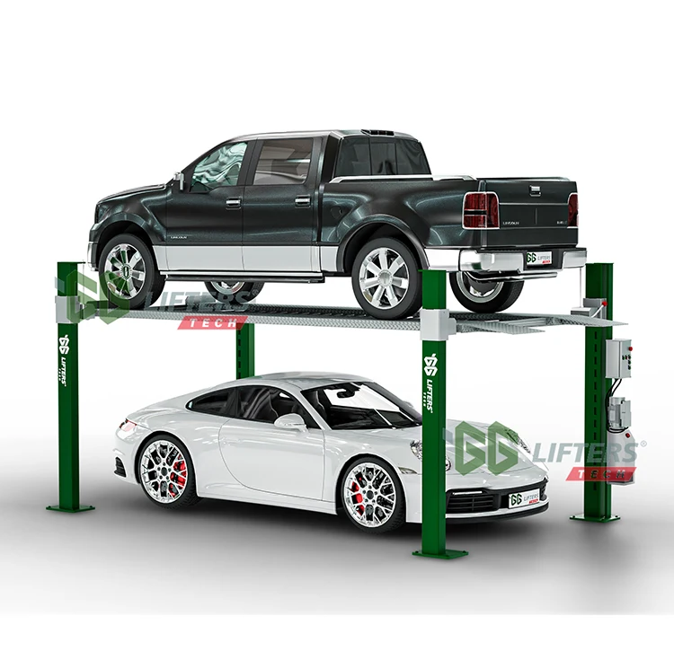 CE Certified Heavy-Duty 4-Post Steel Garage Parking System with Customizable Hydraulic Car Lift Vehicle Equipment Garage Storage