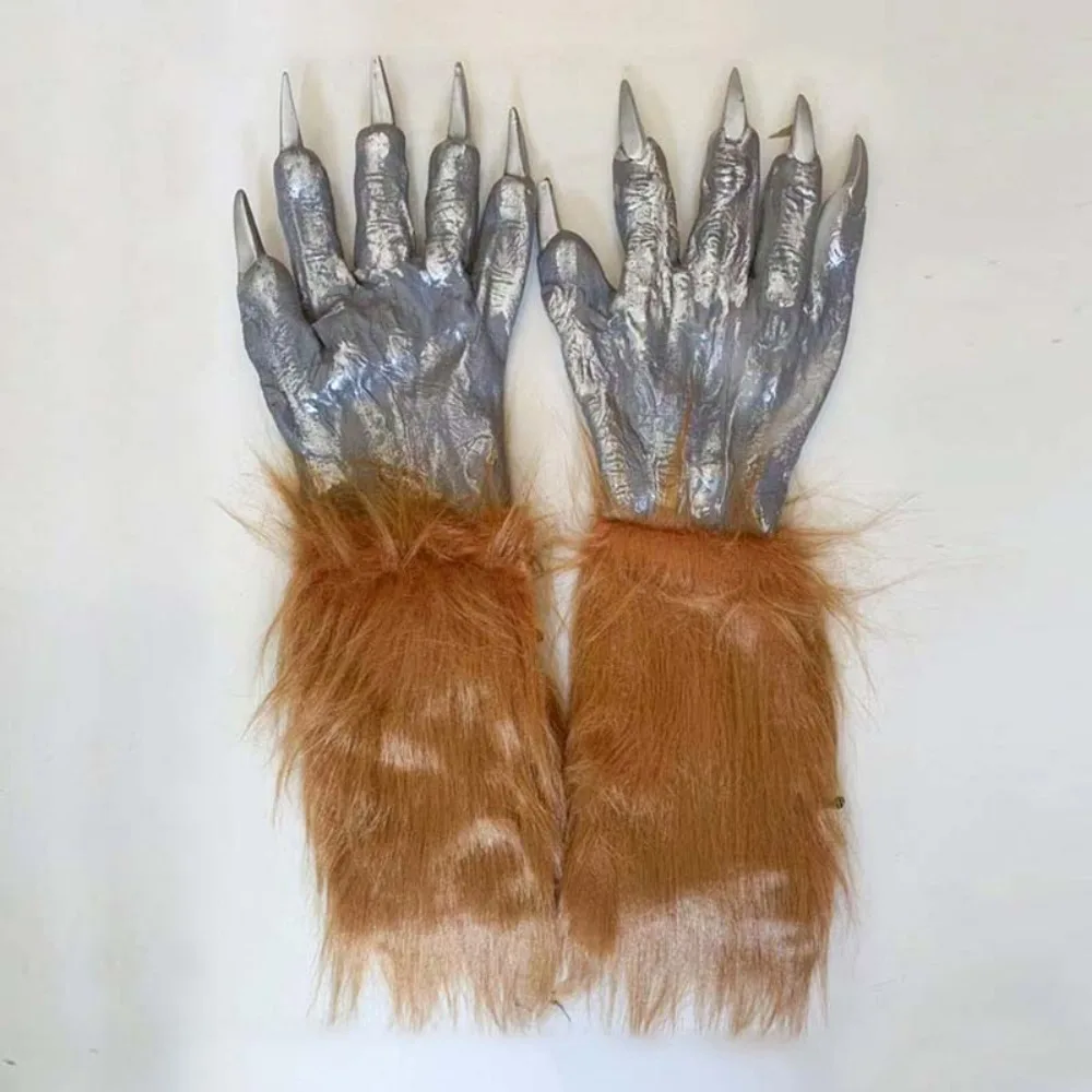 Funny Vinyl Halloween Cosplay Gloves Terrifying Werewolf Simulated Gloves Bloody Waterproof Makeup Party Props Festival