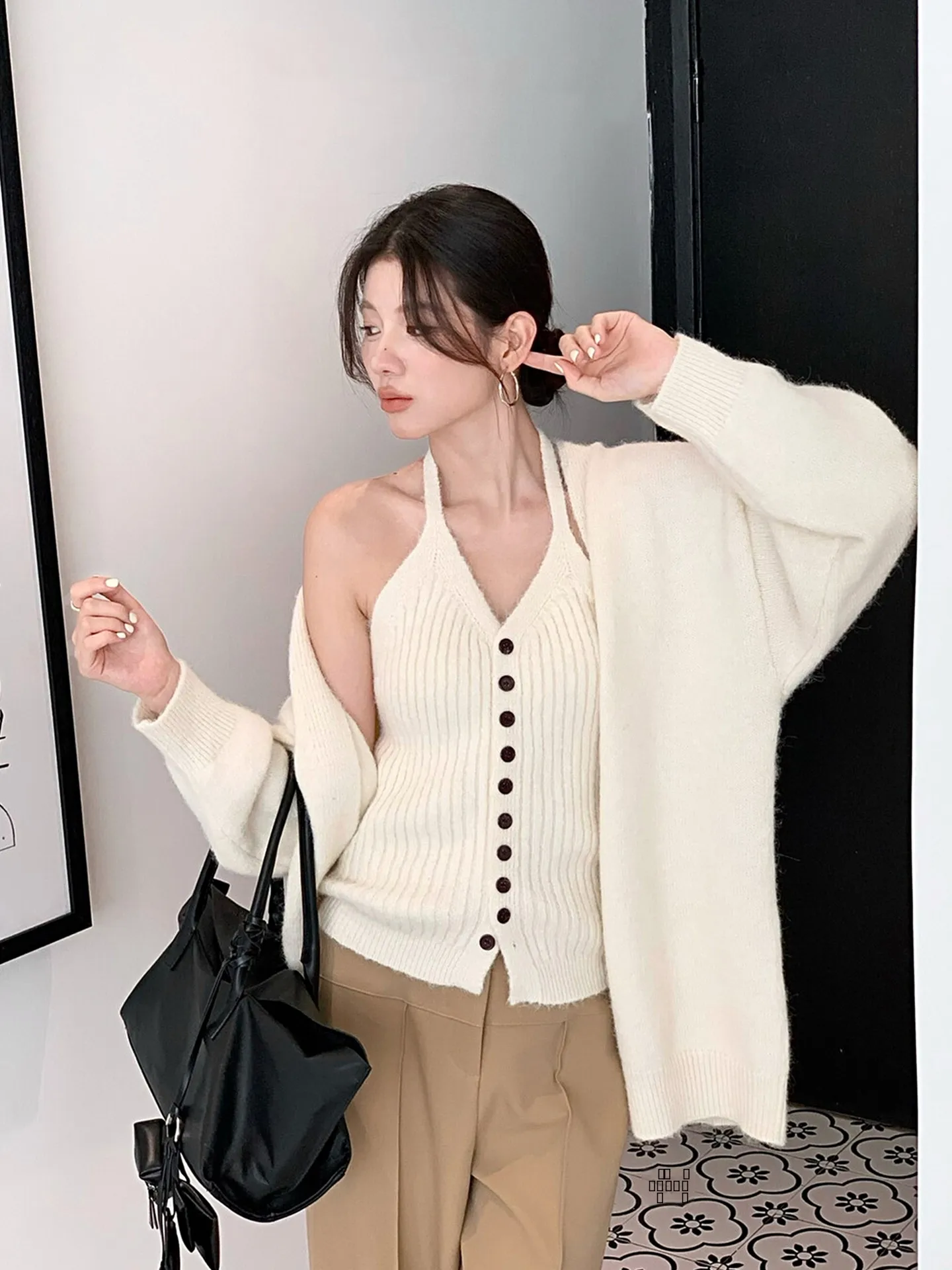 

Женский вязаный жилет Chuqing Independent Ele, верхняя одежда, мягкий комплект из полиэстера и шерсти, осенний комплект