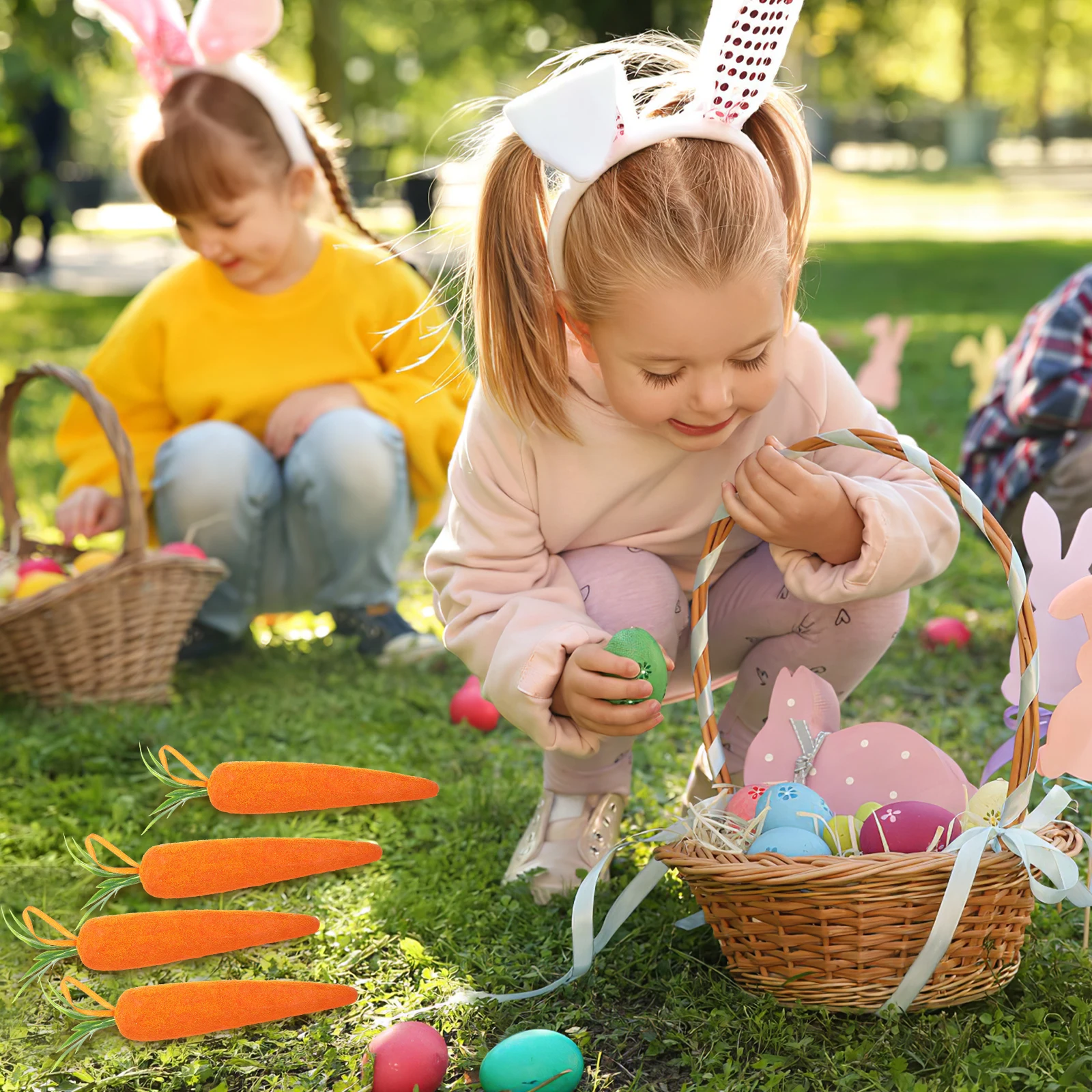 

4Pcs Easter Carrot Hanging Ornaments Foam Artificial Carrots Lightweight Party Decor Educational Supplies Family Gathering