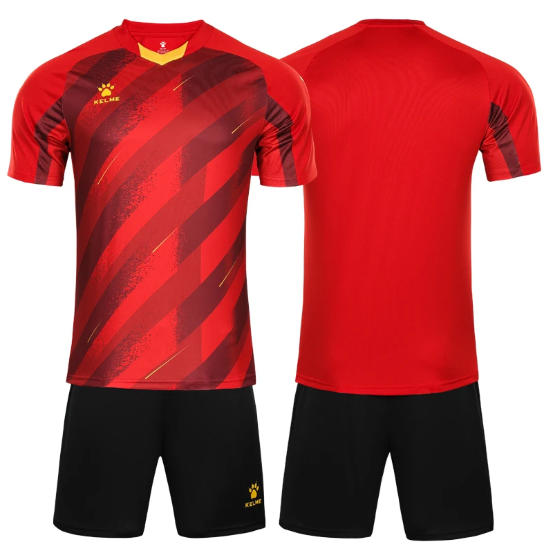 بدلة كرة قدم مخصصة للرجال من Kelme، بدلة تدريب كرة جيرسي قابلة للتنفس، كرة قدم خارجية، رياضية بأكمام قصيرة