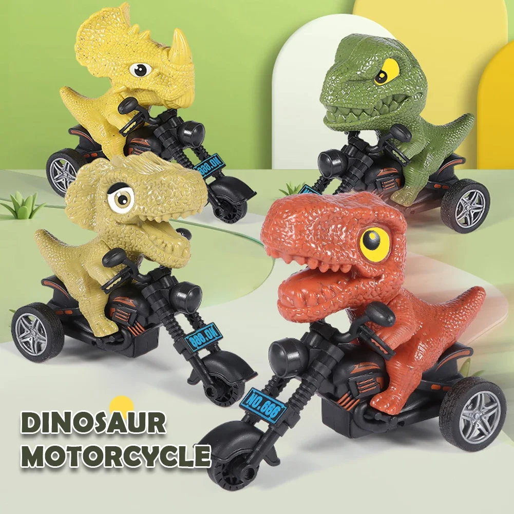 Simulation Dinosaur Motorcycle Toy Action Figure Inertia Riding Motorcycle Animal Model Pull Back Car Toy Children Birthday Gift