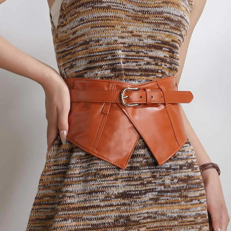 Waist belt for women; Decorative shirt; Korean version; Black wide belt for suit; Practical leather belt; Vintage versatile swea