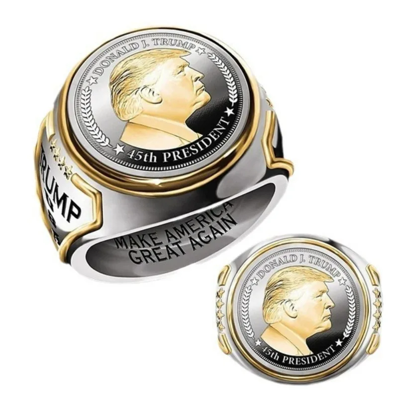 European and American new fashion electroplating two-color hip-hop punk presidential personalized men's ring