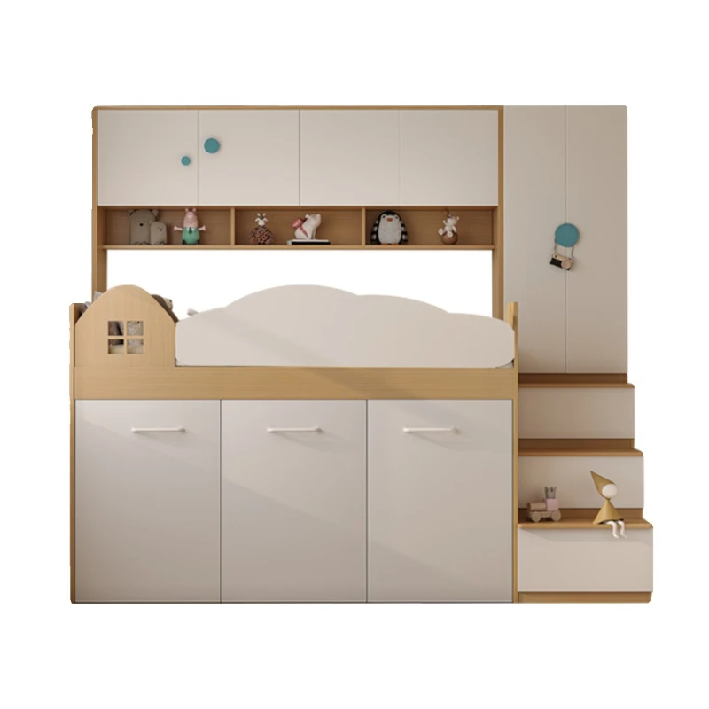 Storage storage, half-height wardrobe bed, Nordic style, pull-out wardrobe integrated