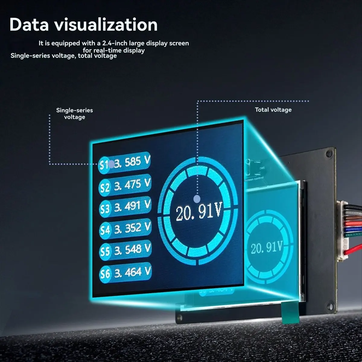 

8S Battery Voltage Acquisition Display of Single String Voltage, Total Voltage for Li-Ion/LiFePO4/LTO Battery
