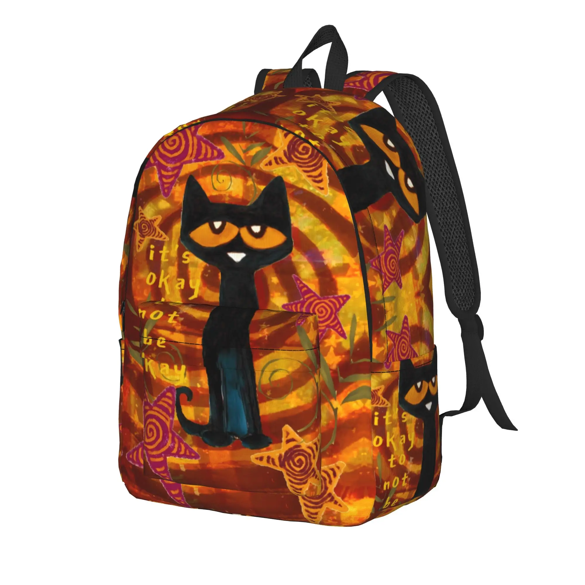 Pete The Cat I Love My White Shoes Cool Backpack  Cycling Backpacks Men Custom Pattern High School Bags Style Rucksack