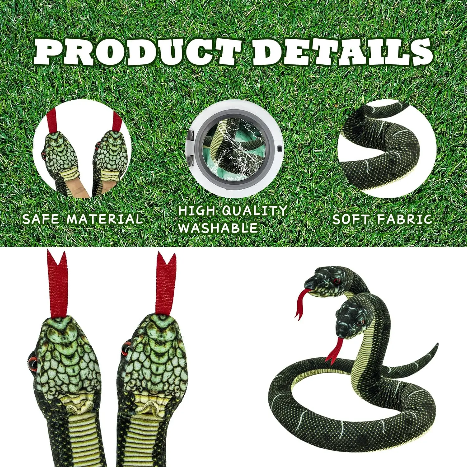 Realistic Two-Headed Snake Plush Toy Lifelike Stuffed Animal Prank Toy Flexible Soft Snake Toy For Kid Trick Gift Novelty Gag To view 5