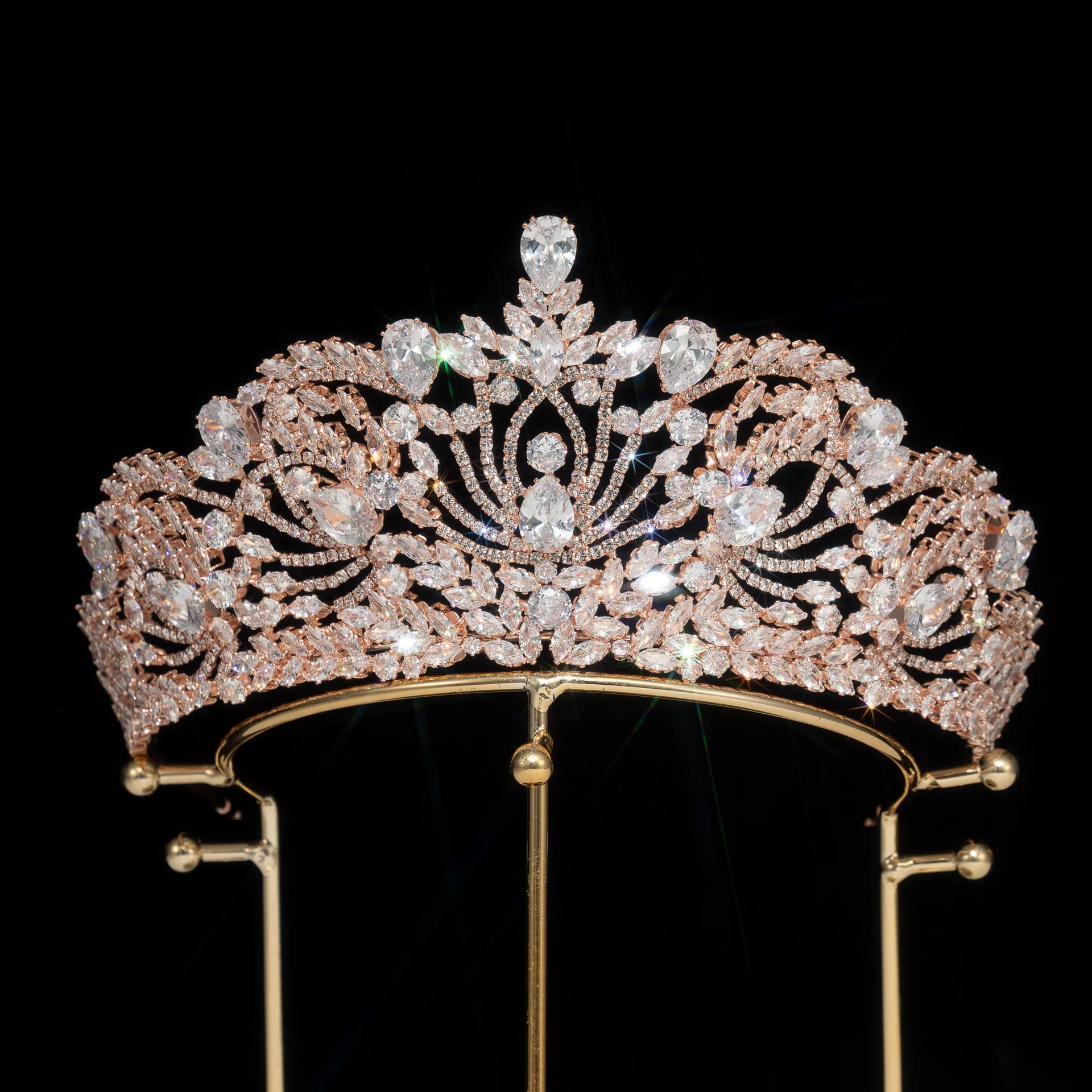 

Cross border popular Korean style diamond bridal crown zircon crown headpiece wedding headband wholesale