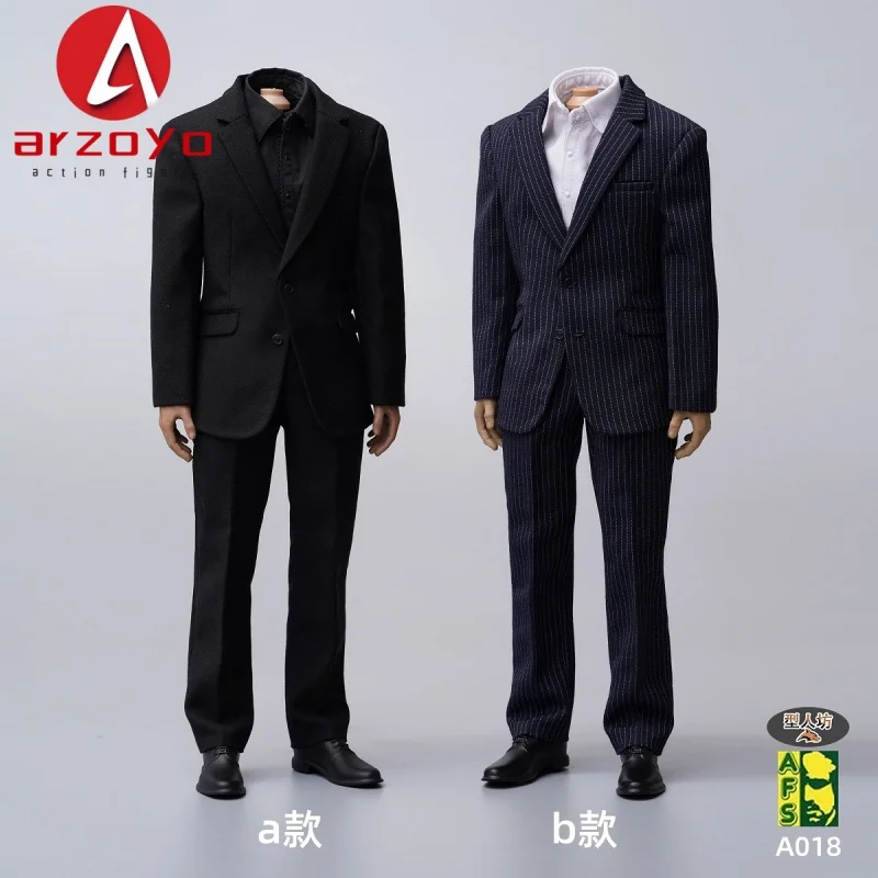 

AFS A018 масштаб 1/6, мужской костюм для отдыха, черный костюм в полоску, модель одежды, подходит для 12 дюймов MB002 BD001 AT020pro, фигурка солдата, тело