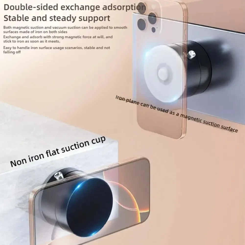 Vacuum Adsorption Magnetic Suction Cup Phone Mount Double Sided Hands-Free Magnetic Cell Phone Holder For Car/Gym/Mirror/Smoot image 5