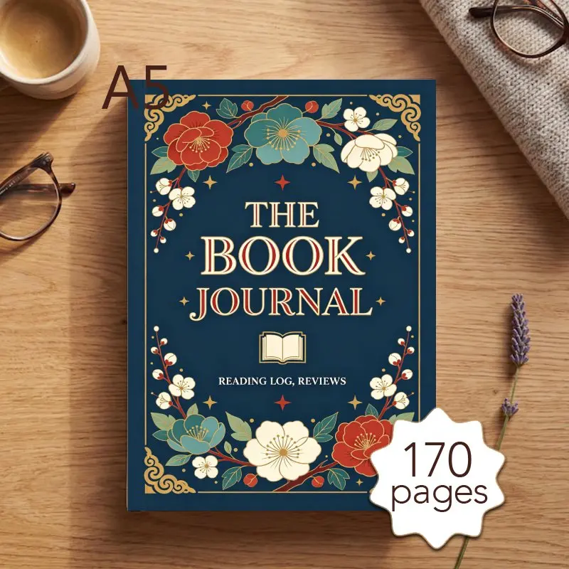 

A5 Reading Journal for Book Lovers, Book Journal Reading Log with 170 Pages, Vintage Floral Cover Reading Tracker Notebook