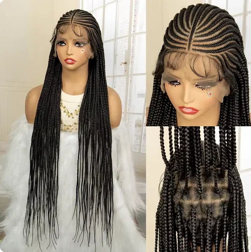 Full Lace Braided Wig Synthetic Braid Wigs Lace Frontal Wig with Baby Hair Box Braided Wig for Black Women Knotless Braid Wigs